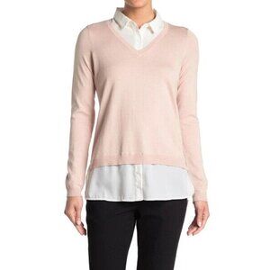 Adrianna Papell BNWOT  sweater women sz Medium NEW twofer collared